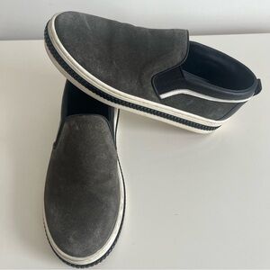 Sergio Rossi Suede Leather Slip-On Sneakers Loafer Zipper size 39EU or 8US